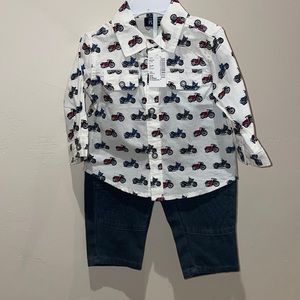 Motorcycle button up with matching pants (3-6 mos)